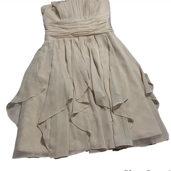 David’s Bridal Cream Chiffon Layered Skirt Formal Strapless Dress Bridesmaid 6 - Picture 7 of 15